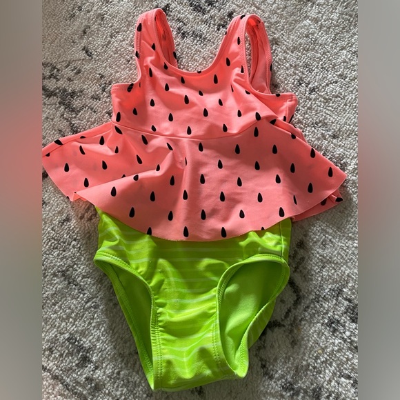 Cat & Jack Other - Cat Jack Girls Watermelon Pink Green Two-Piece Tankini Swimsuit 18 Months